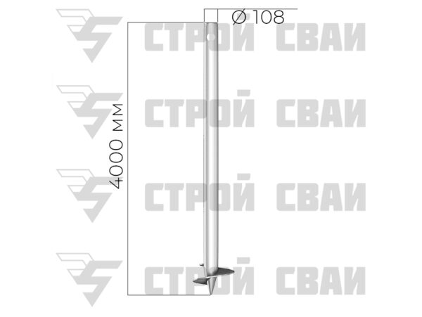 оцинкованная винтовая свая 108х4000 3,5 мм