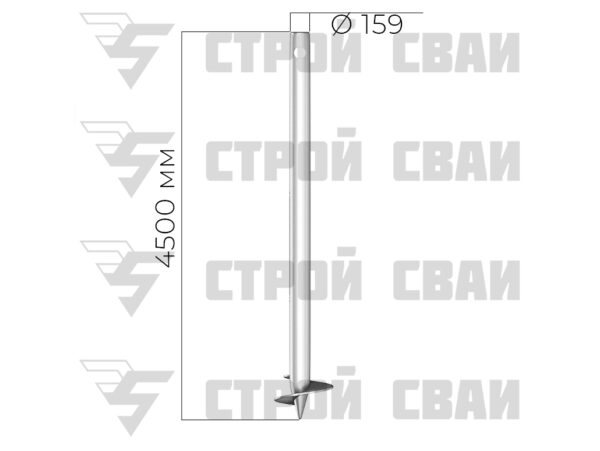 оцинкованная винтовая свая 159х4500 мм