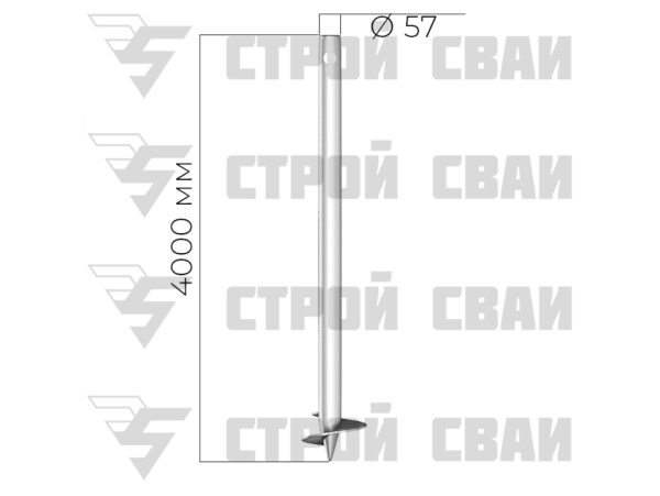 оцинкованная винтовая свая 57х4000 3 мм