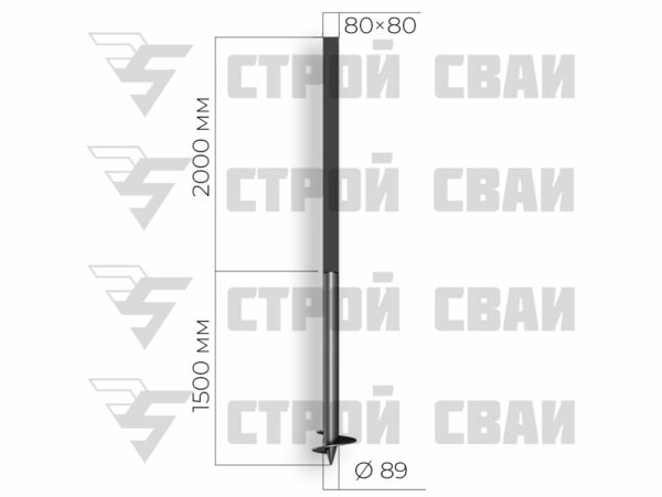 свая комбинированная 89х1500 3,5/80х80х2000 3 мм